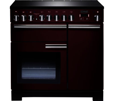 RANGEMASTER  Professional Deluxe 90 Electric Induction Range Cooker - Cranberry & Chrome